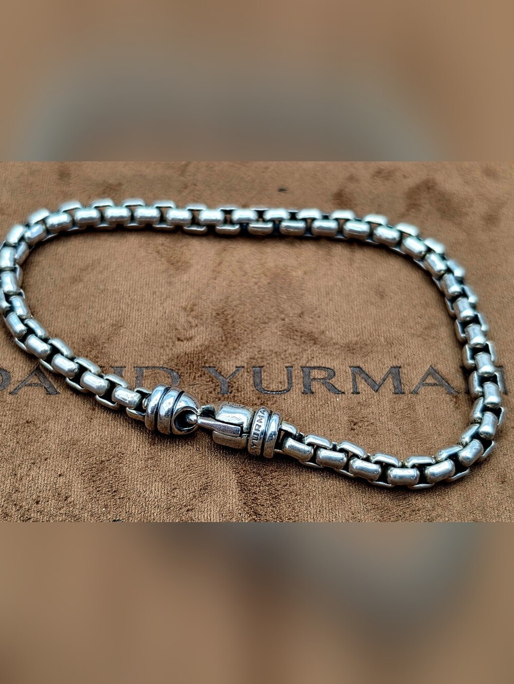 David Yurmab Sterling Silver Box Link 5mm, 8.5" Bracelet with Lobster Clasp - Picture 2 of 12